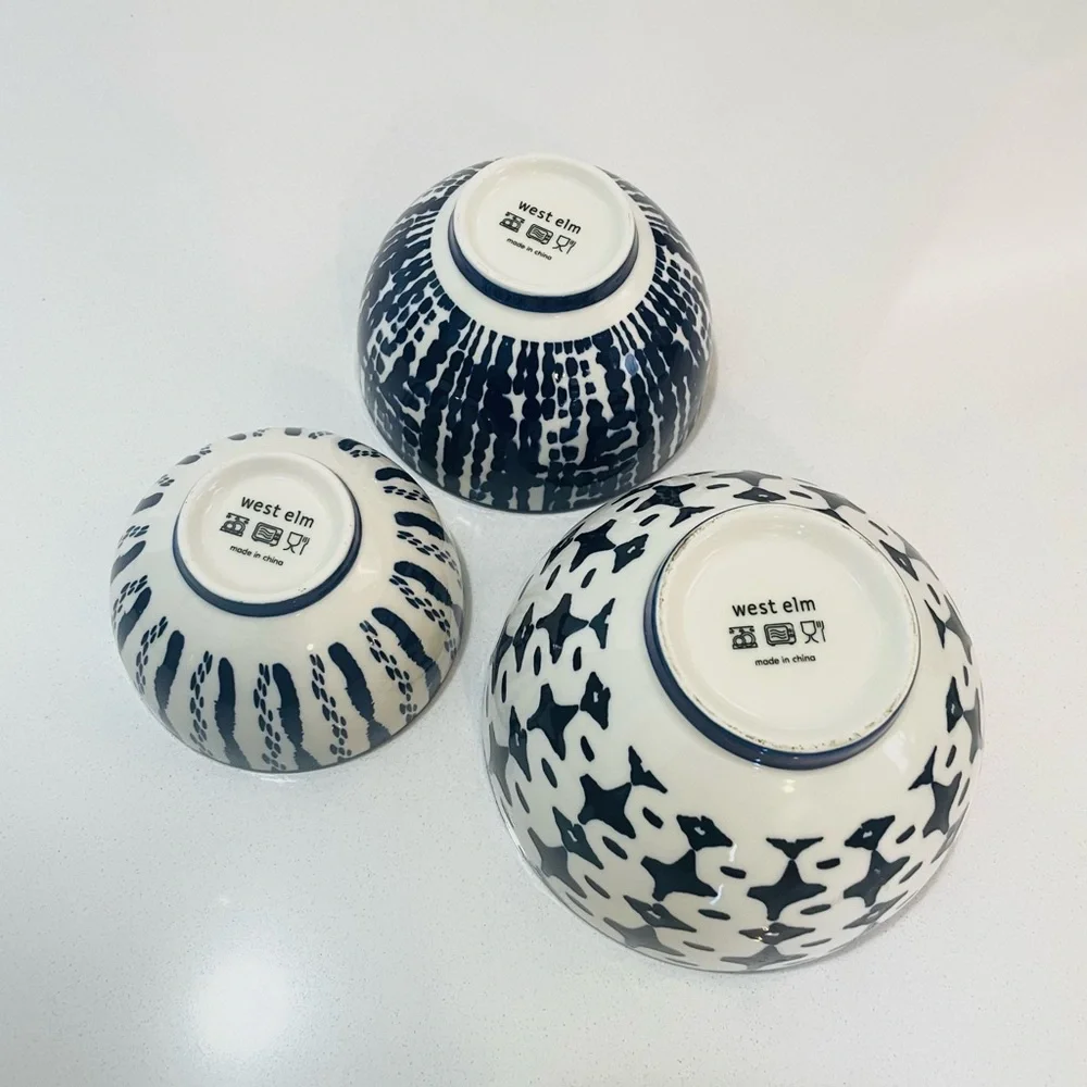 West Elm Indigo Tie-Dye Nesting Bowls (Set of 3)